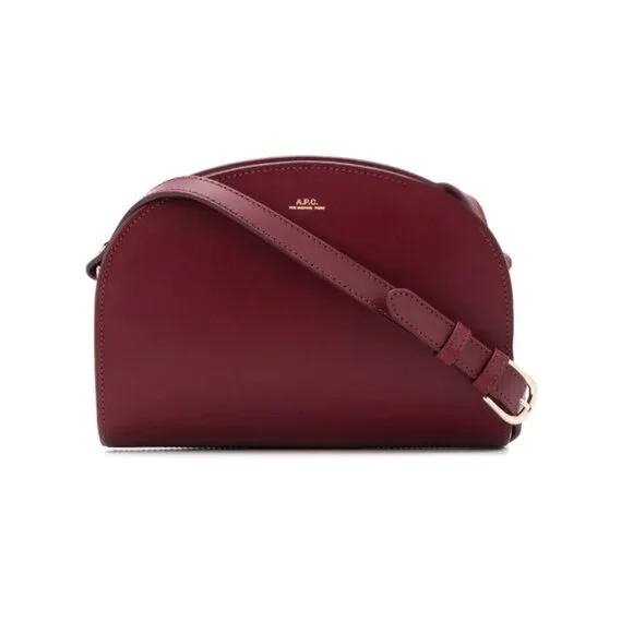 NWT - A.P.C Demi-rune Calfskin Leather Shoulder Bag PXAWV-F61048 (GAE) VINO 💕 - Picture 3 of 6